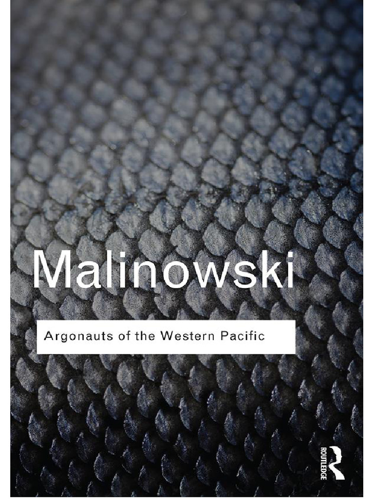 A vintage document cover titled 'Malinowski's Kula: Exchange in Melanesia' showing intricate patterns and text.