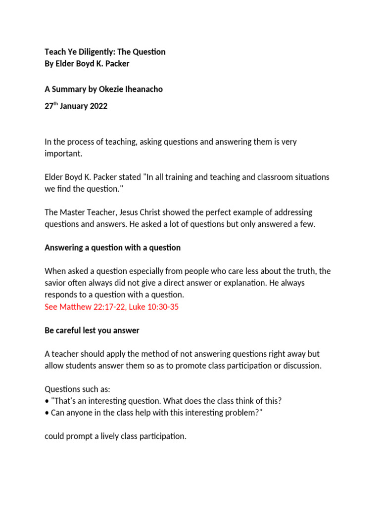 Effective Questioning in Teaching | PDF | Question | Jesus