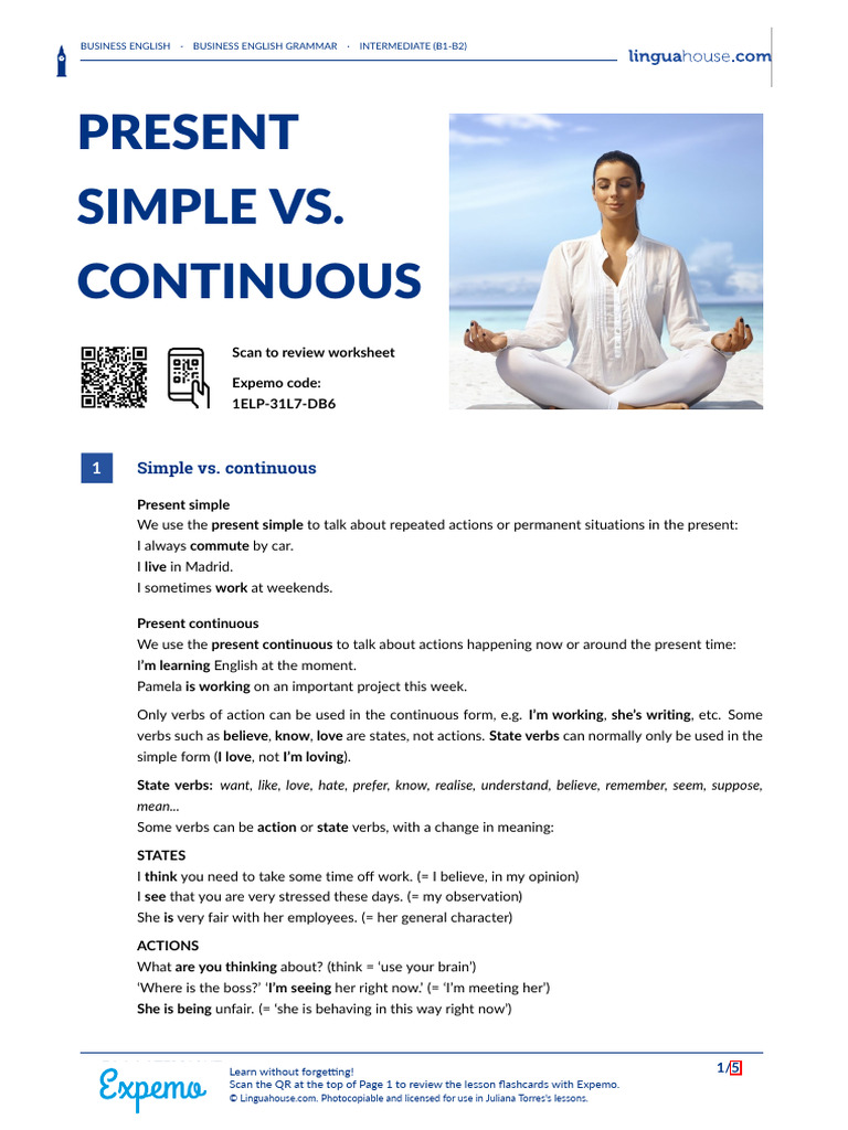 Present Simple Vs Continuous British English Stude - 241102 - 210547 | PDF