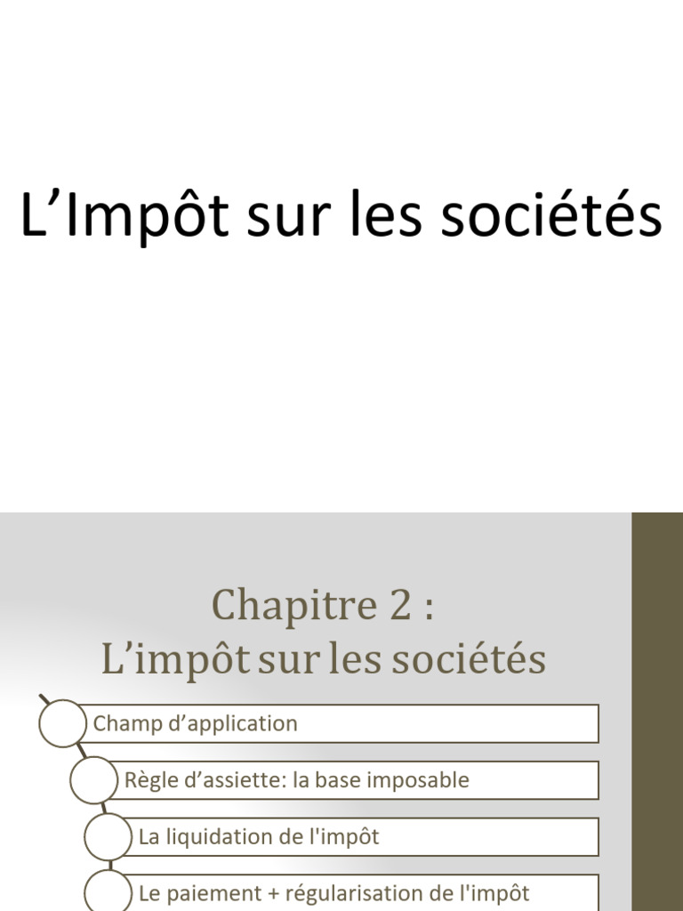 Impôt sur les Sociétés : Guide Complet | PDF | Impôts | Taxe d'entreprise