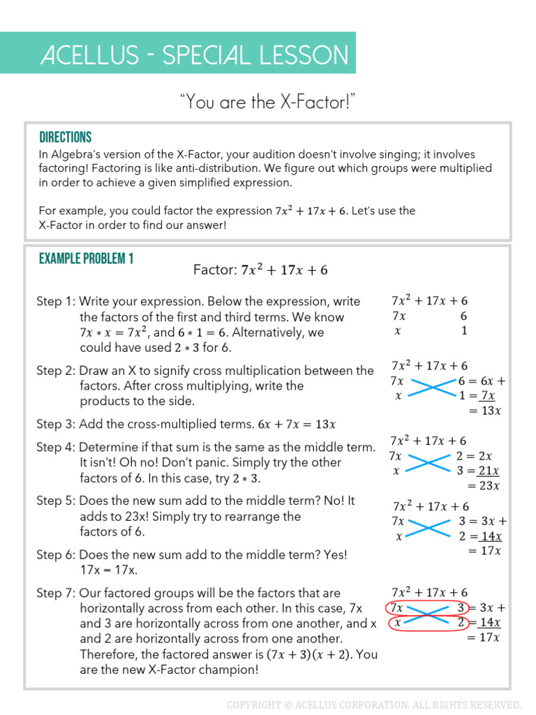Acellus - Special Lesson: You Are The X-Factor! | PDF | Mathematics