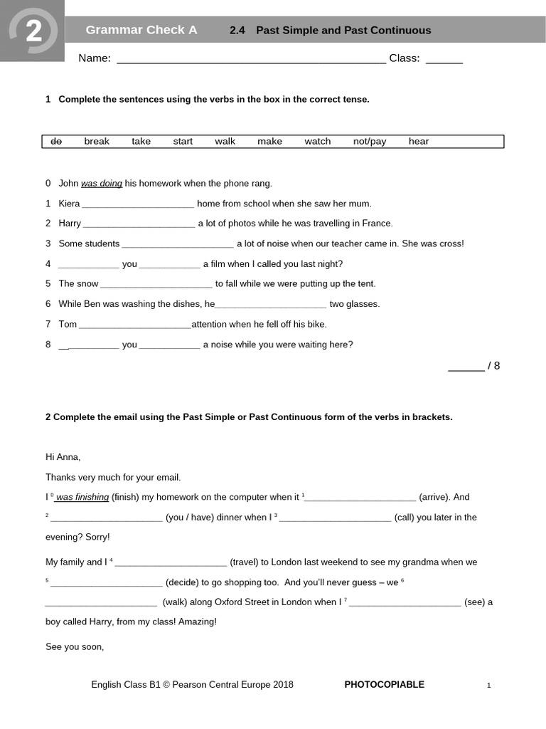 ECB1 - Tests - Grammar Check 2.4A - New2018 | PDF | Language Arts ...