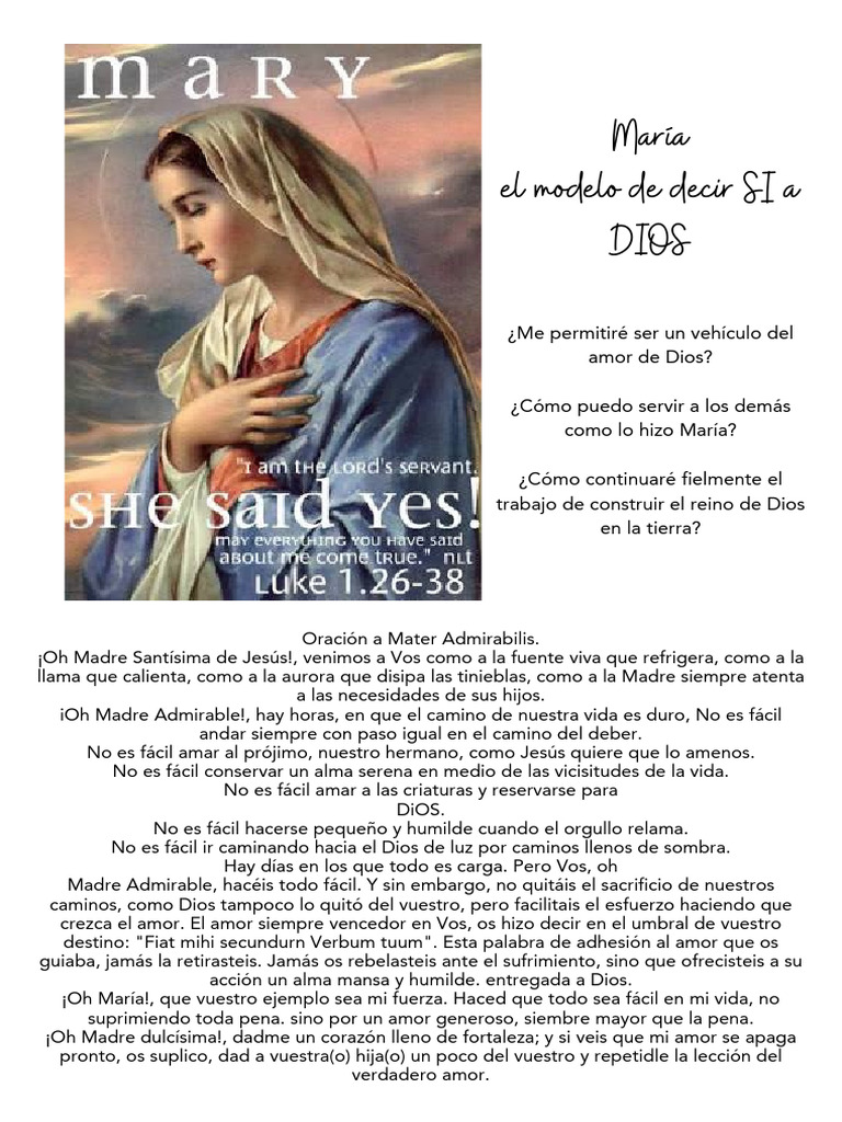 Virgen Maria MATER ADMIRABILIS | PDF | María, madre de Jesús | Amor