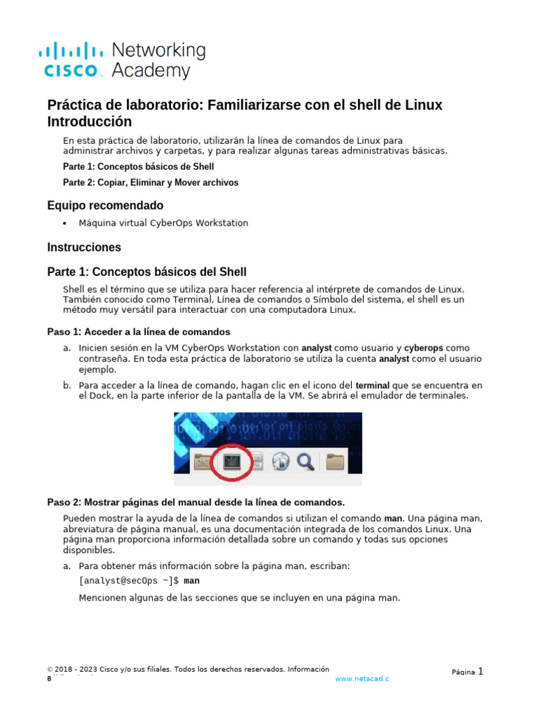 Familiarización con el shell de Linux | PDF | Interfaz de línea de ...