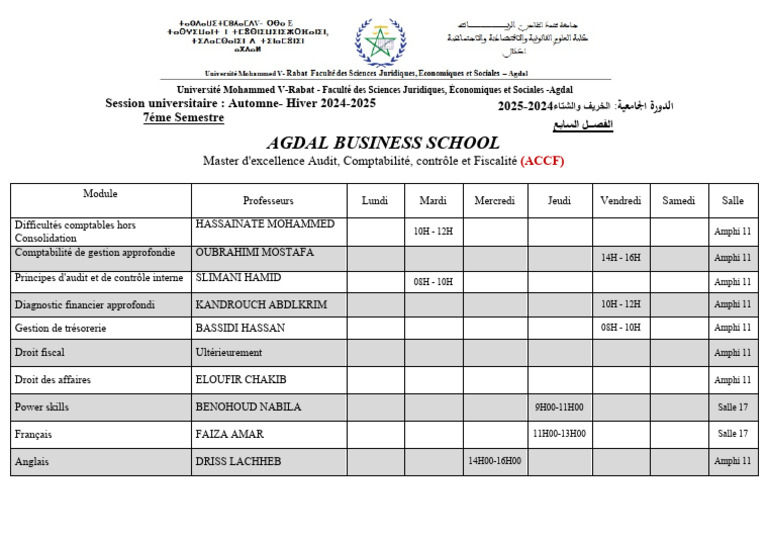 Master ACCF à Agdal Business School | PDF | Business | Comptabilité
