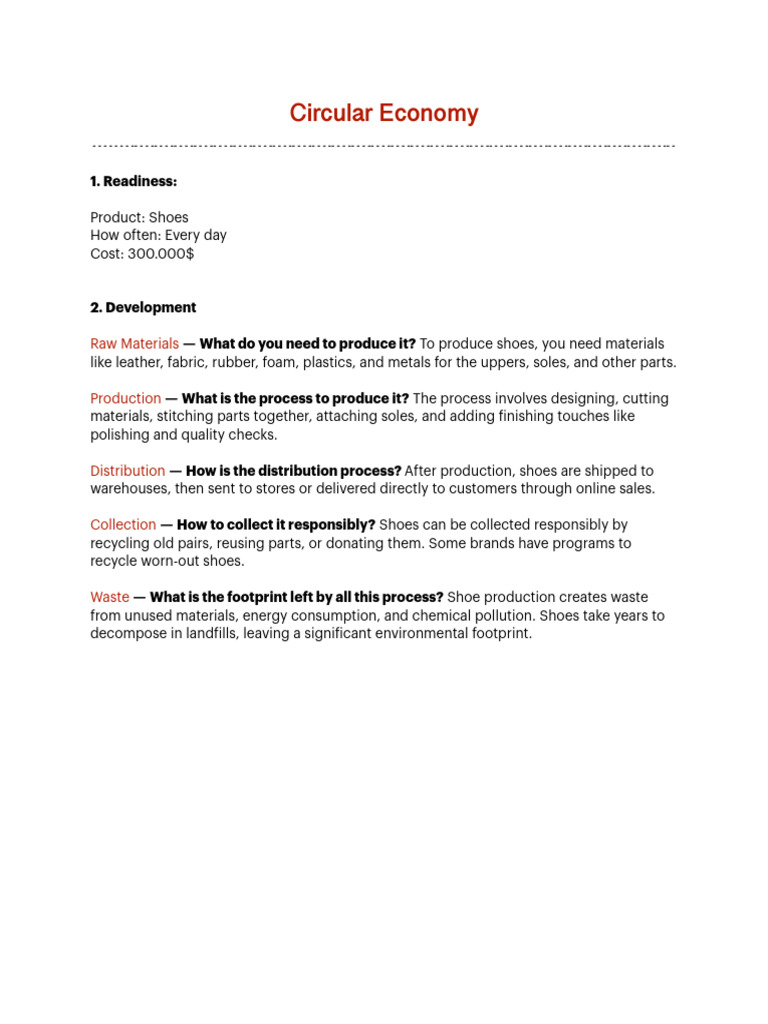 Circular Economy in Shoe Production | PDF