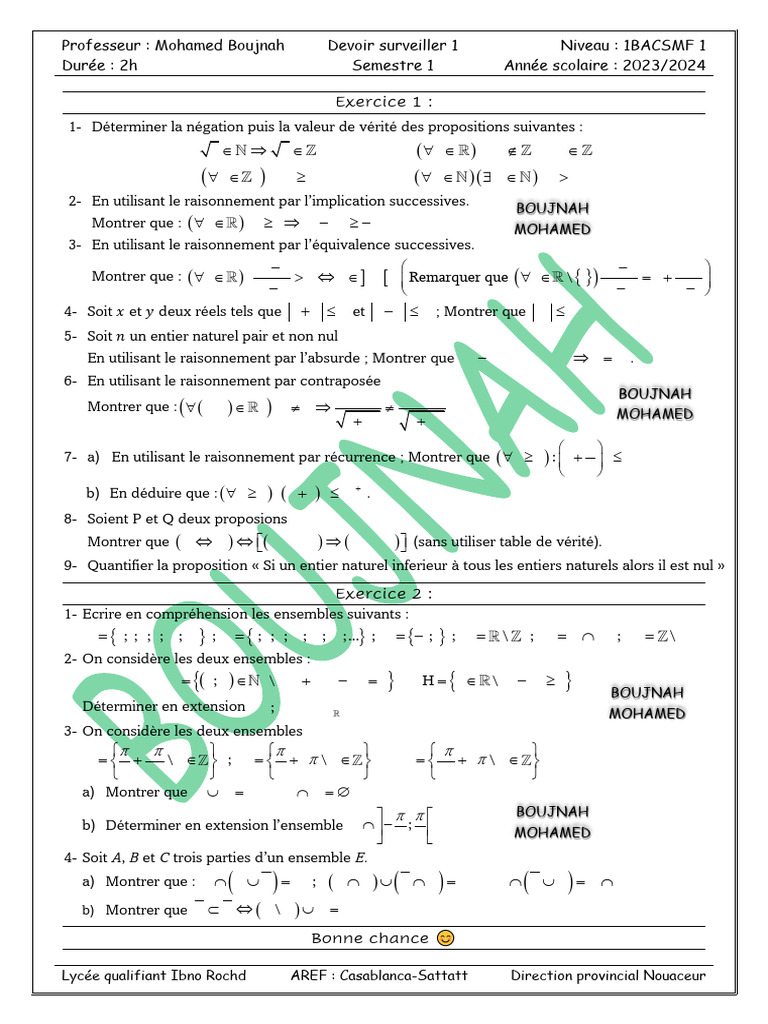 Table de vérité et implication 1BACSMF | PDF | Logique mathématique ...