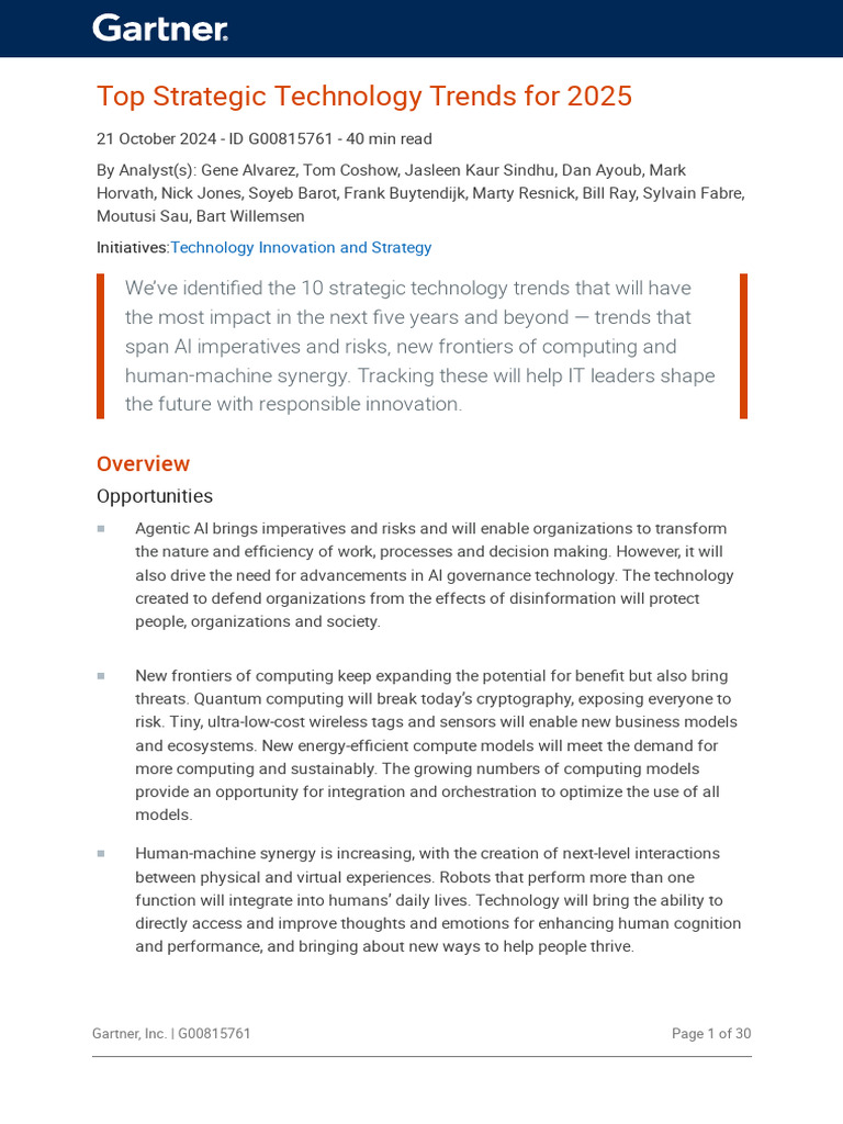 Top Tech Trends for 2025 Analysis | PDF | Artificial Intelligence ...
