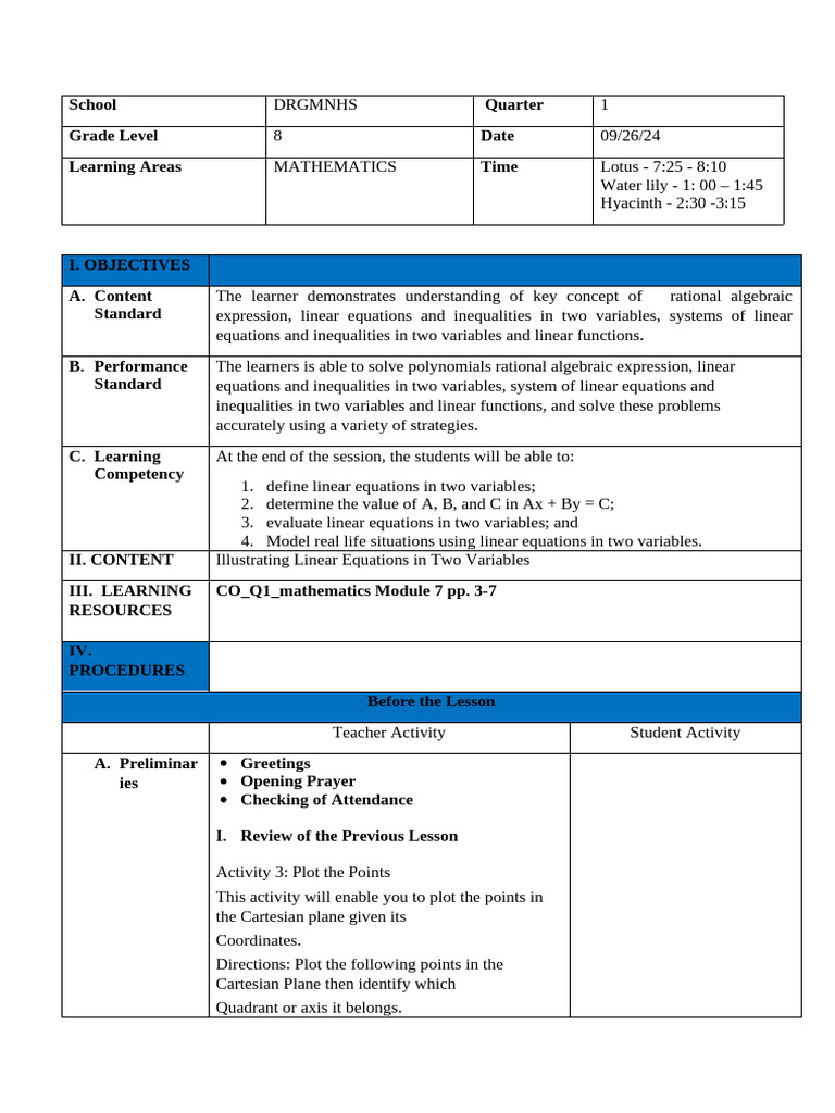 Grade 8 Math: Linear Equations Guide | PDF | Equations | Variable ...