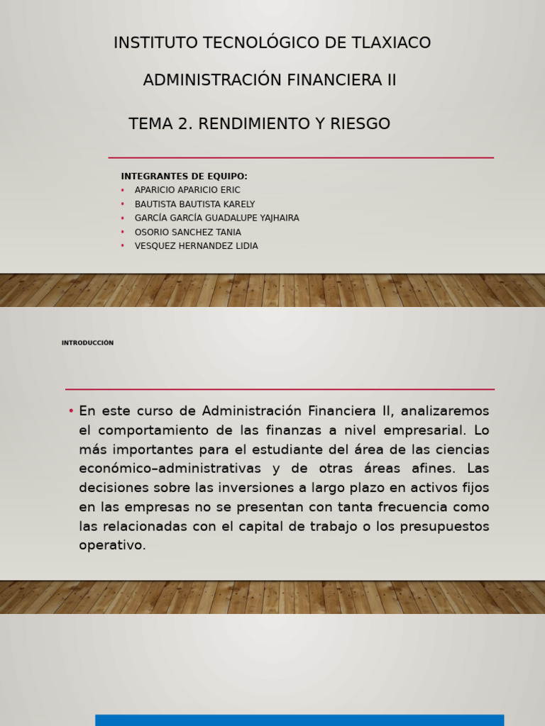 Rendimiento y Riesgo en Finanzas Empresariales | PDF | Valoración ...