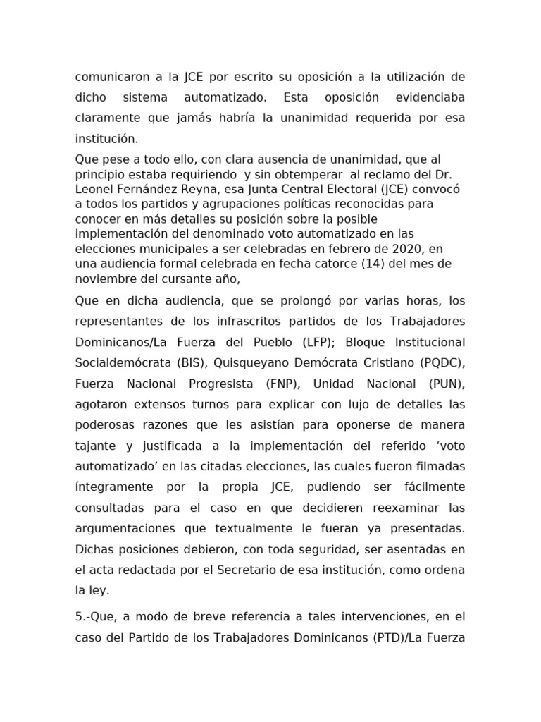 Oposición al Voto Automatizado en JCE | PDF | Elecciones | Votación