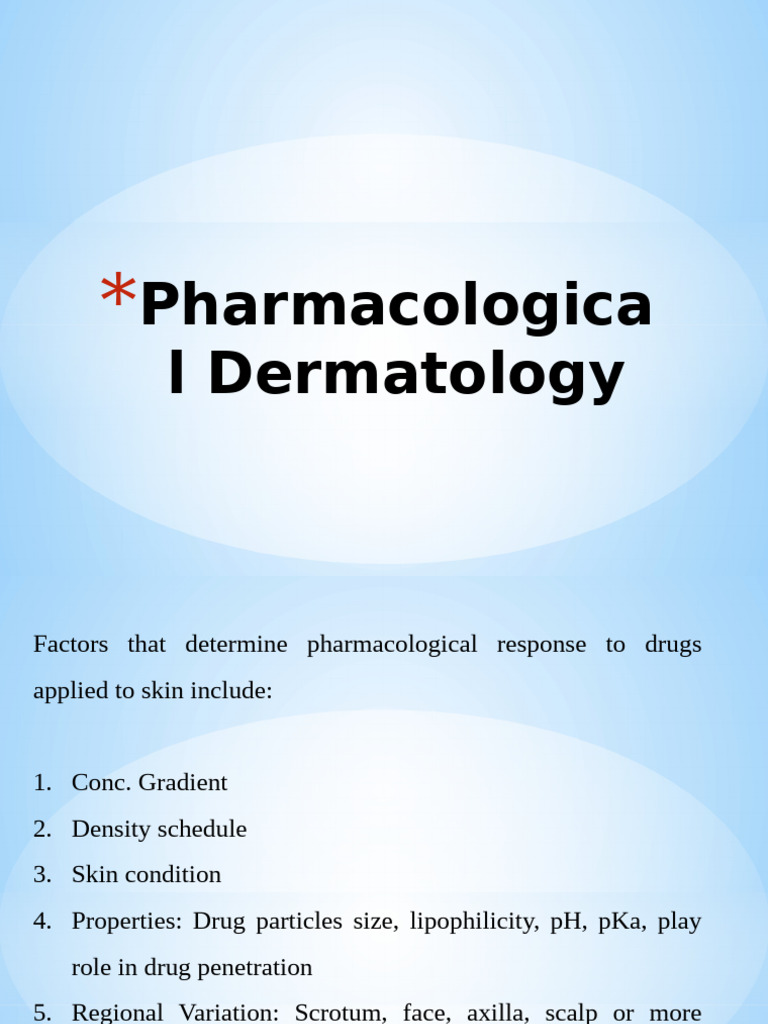 Dermatological Pharmacology Overview | PDF | Topical Medication | Sunscreen