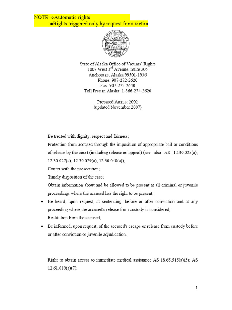 Victim - Rights Outline Controversy | PDF | Presentence Investigation ...