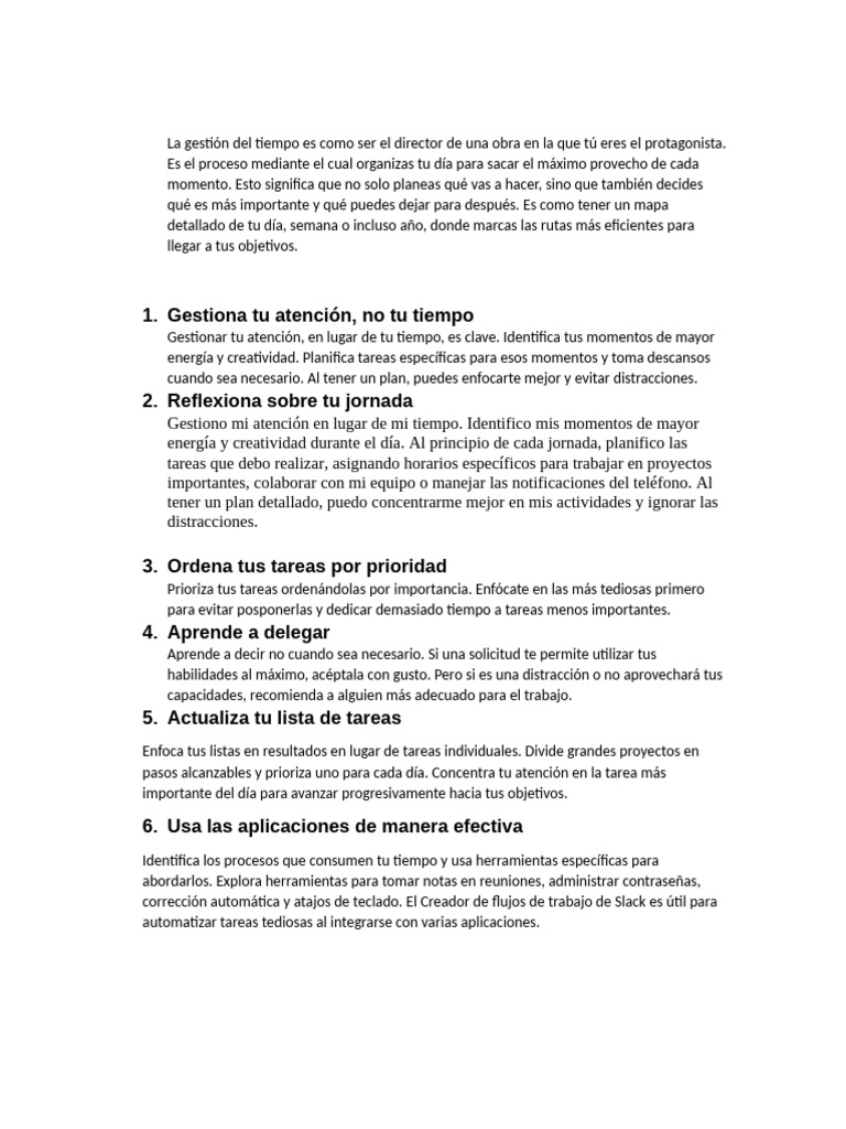 Claves para una gestión efectiva del tiempo | PDF | Gestión del tiempo ...
