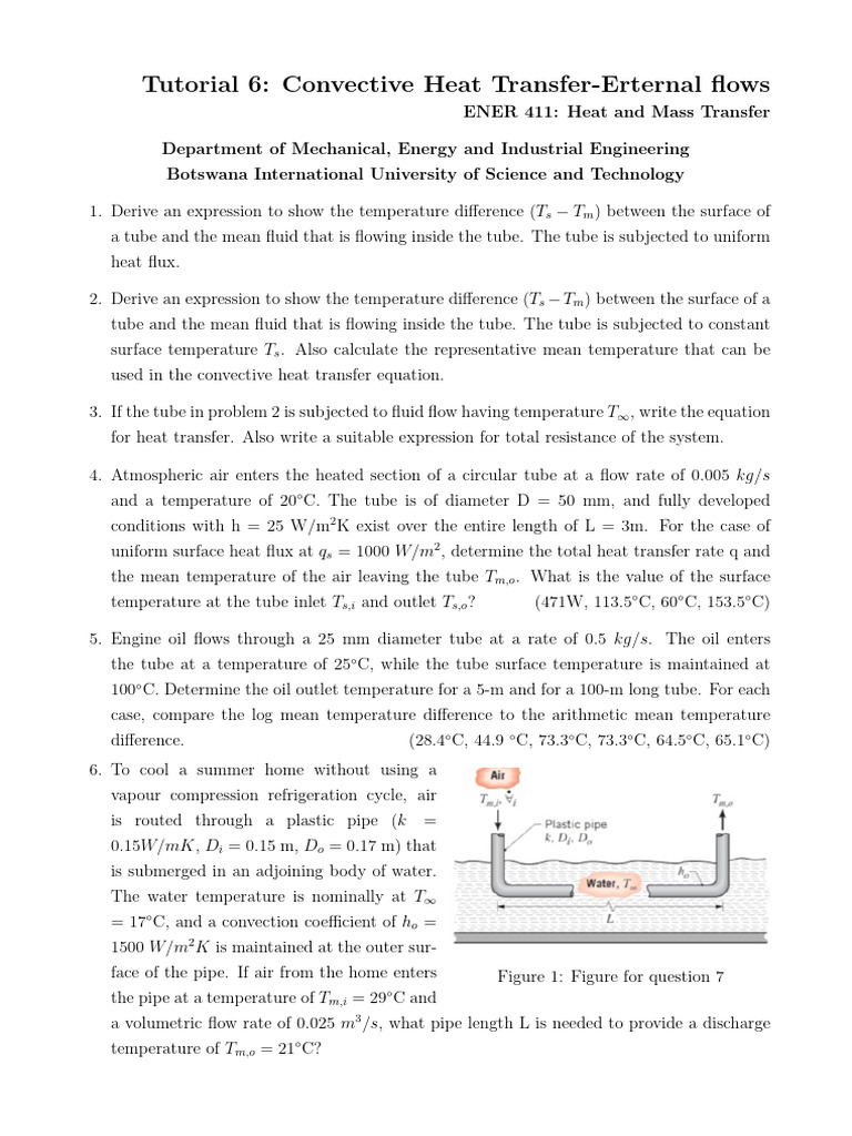 Tutorial 6 Convection Internal Flows | PDF | Heat Transfer | Heat