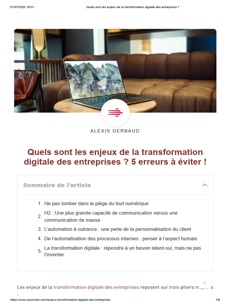 Enjeux de la transformation digitale | PDF | la communication | Business