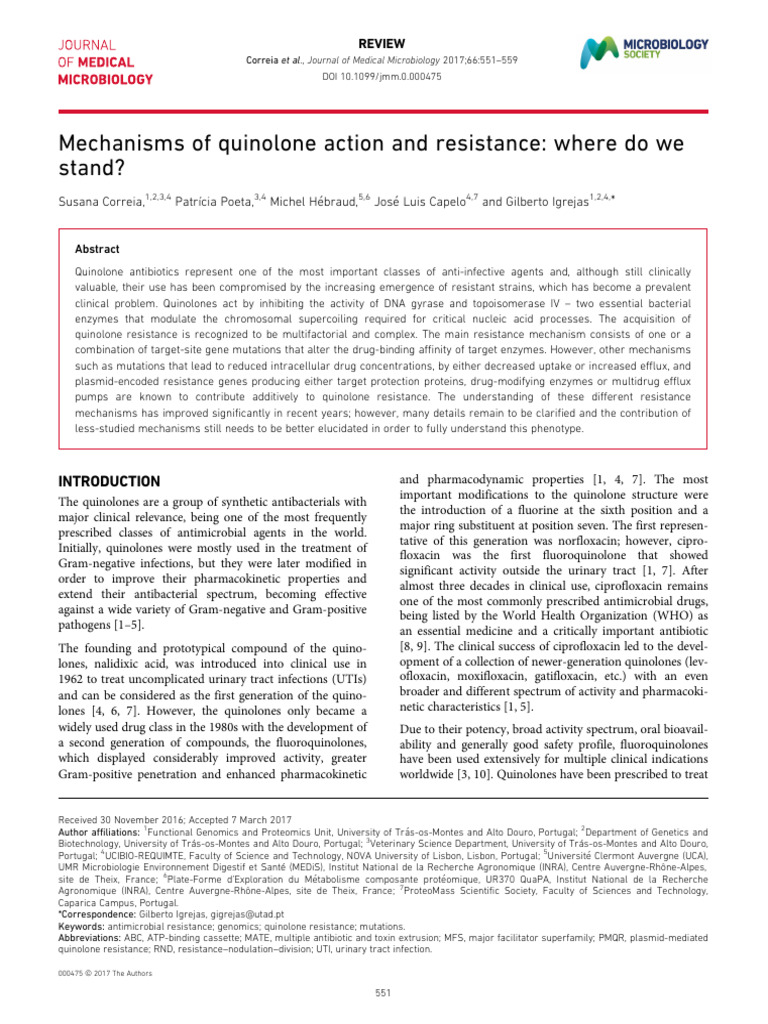 Quinolone Action and Resistance Mechanisms | PDF | Dna | Antimicrobial ...