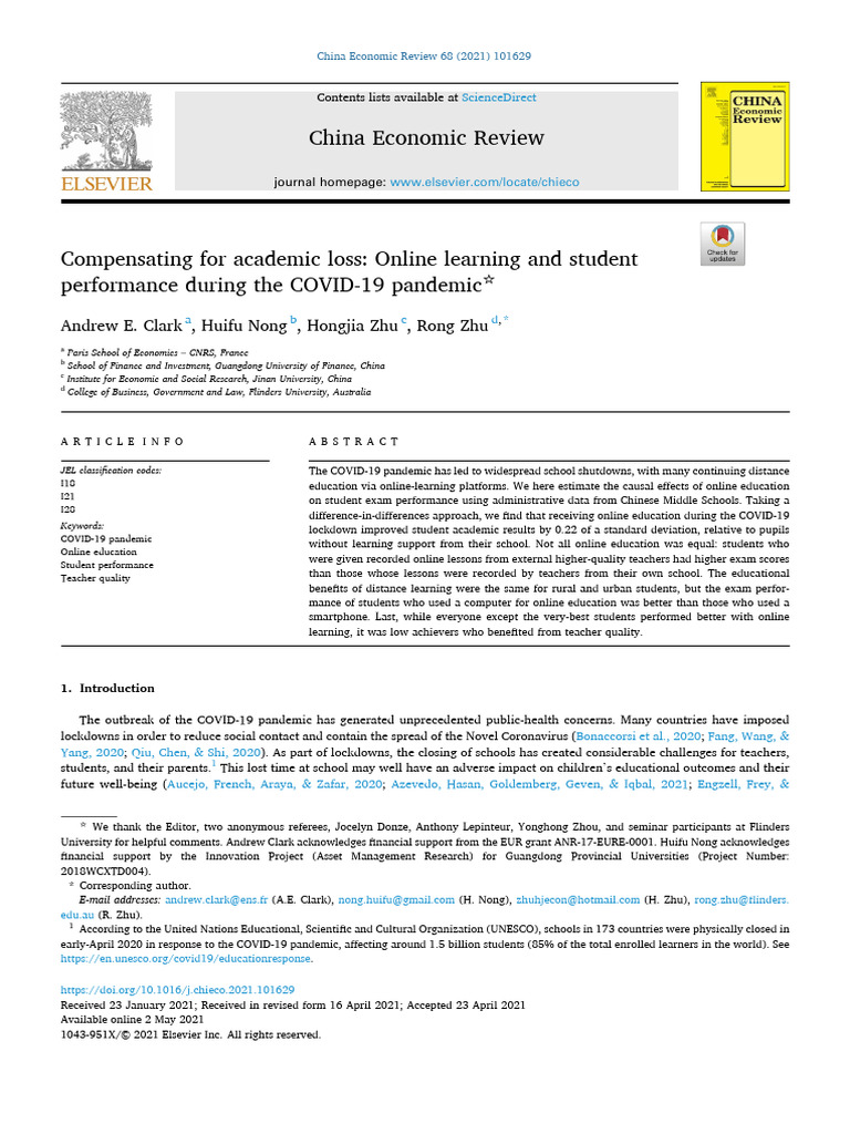 Online Learning Impact on Student Performance | PDF | Middle Schools