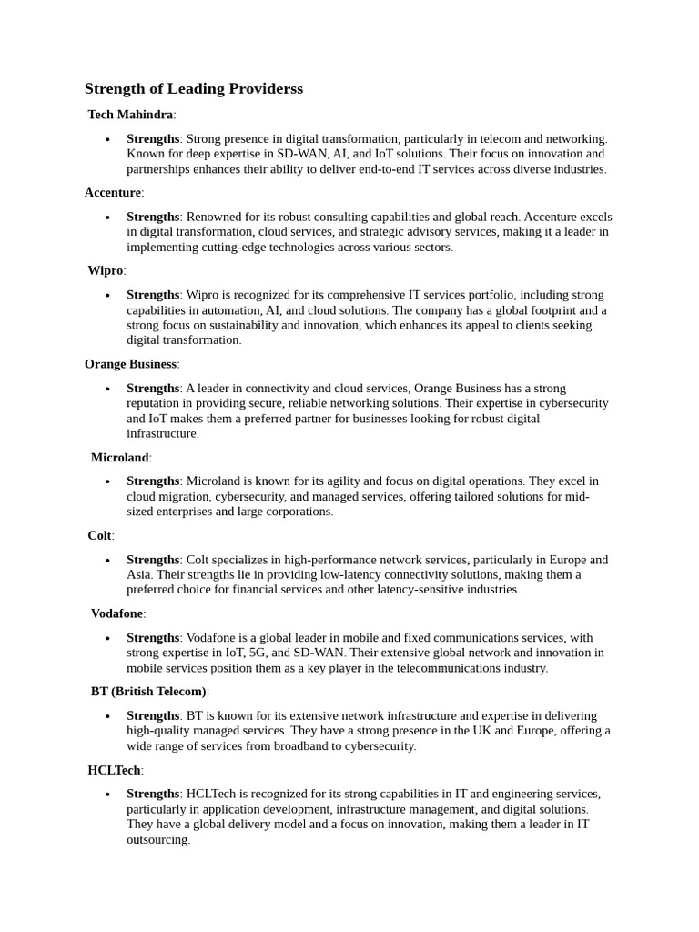 Strengths of Top Digital Transformation Providers | PDF | Computing ...