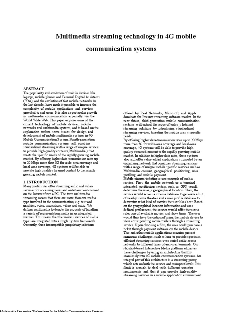 Mobile Multimedia in 4G Networks | PDF | Streaming Media | Computer Network