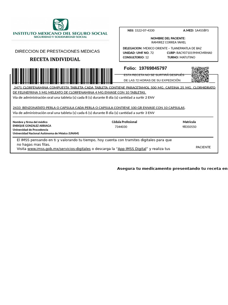 IMSS Receta | PDF