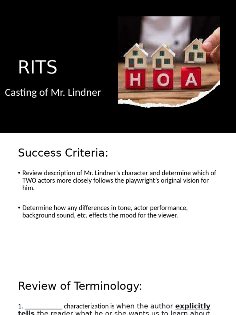 Casting Mr. Lindner: Character Analysis | PDF | Art