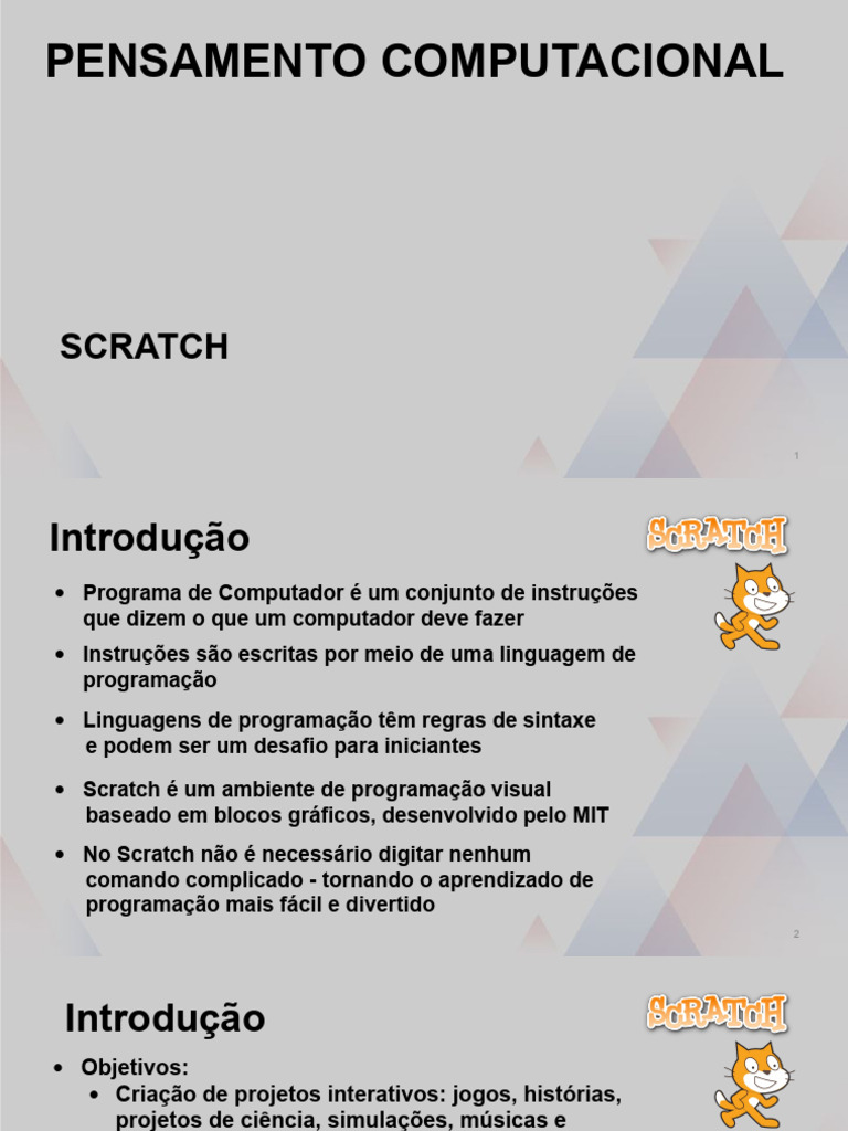 Introdução ao Scratch e Pensamento Computacional | PDF | Swift ...
