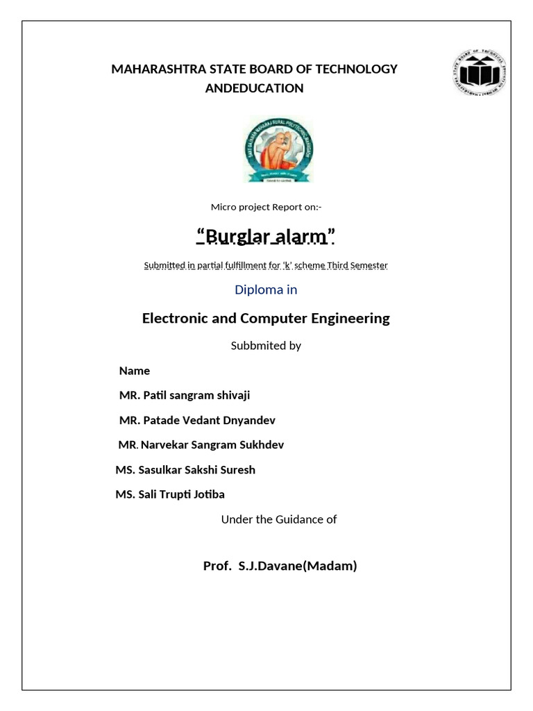 Ate Microproject Burglar Alarm | PDF | Security Alarm | Electrical ...