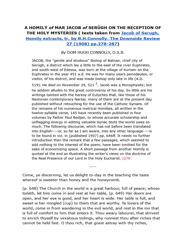Homily on Holy Mysteries by Jacob of Serugh | PDF | Religion & Spirituality