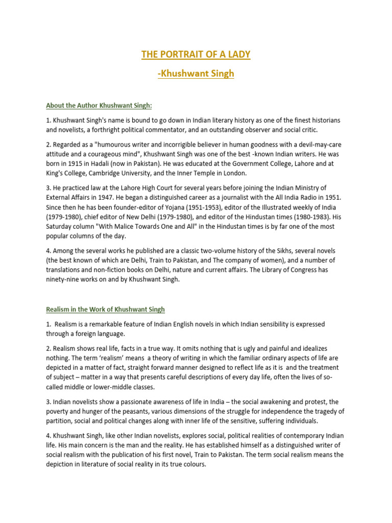 The Portrait of A Lady - Notes | PDF | General Fiction