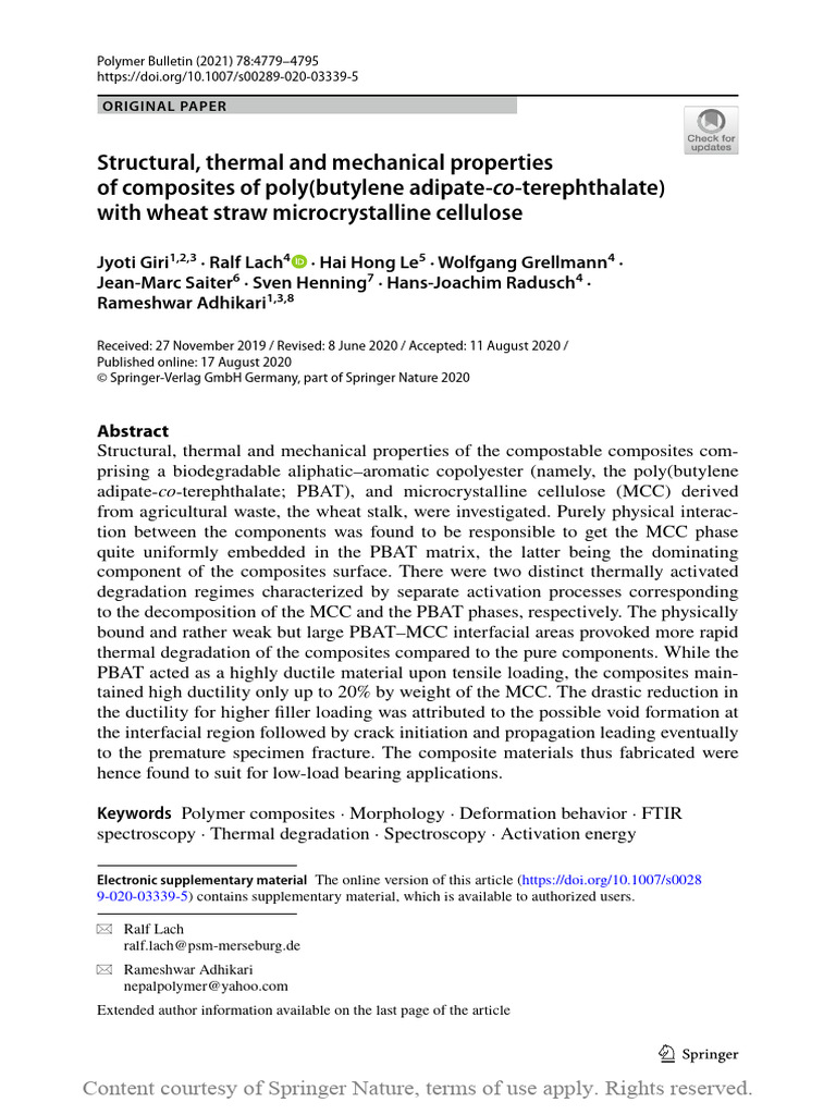 Structural, Thermal and Mechanical Properties of Composites of Poly ...