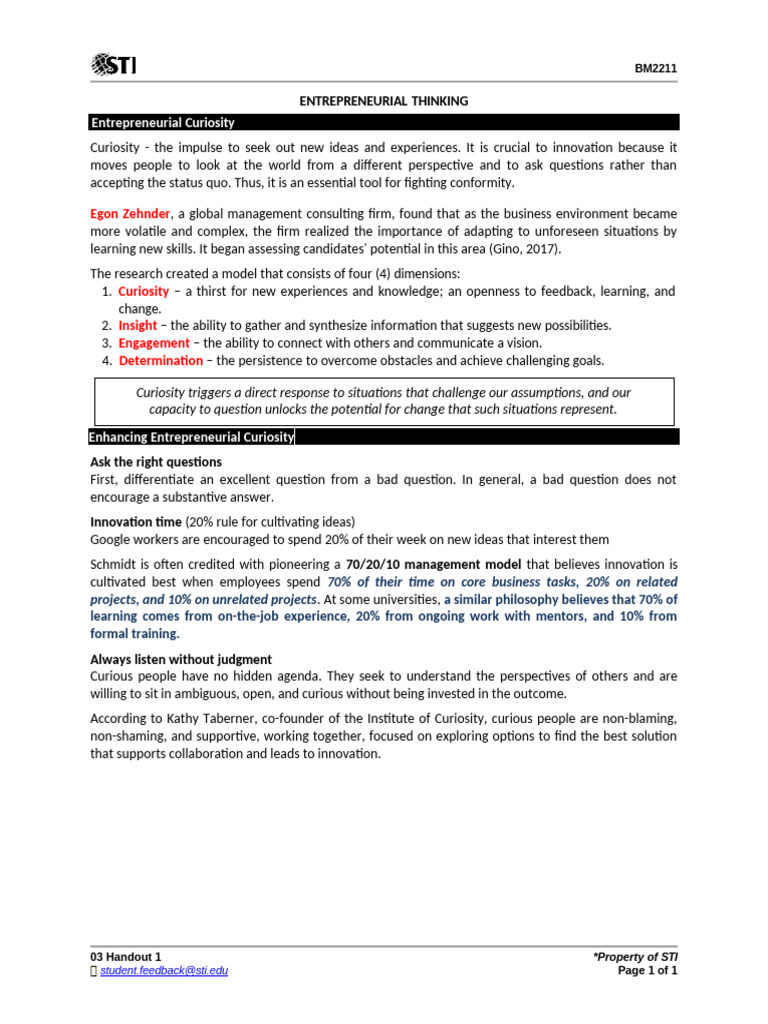 03 Handout 128 | PDF | Curiosity | Innovation