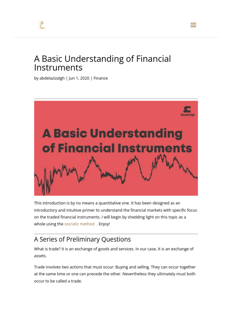 A Basic Understanding of Financial Instruments | PDF | Futures Contract ...