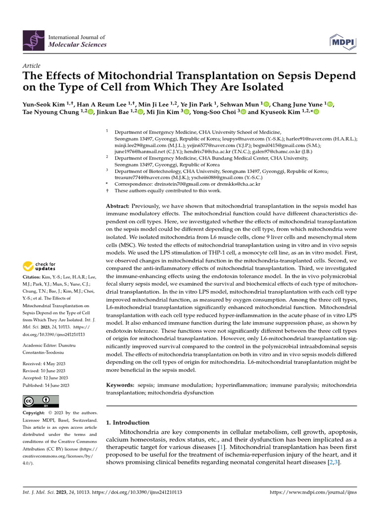 Sepsis | PDF | Mitochondrion | Adenosine Triphosphate
