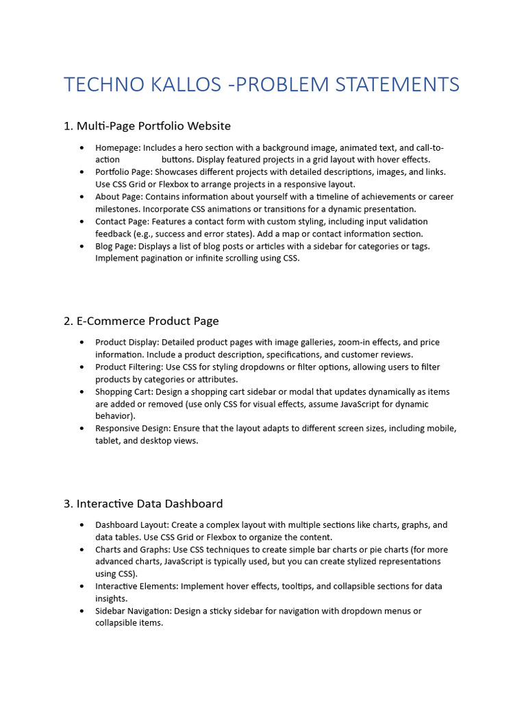 Website Design Problem Statements | PDF | Page Layout | Computing