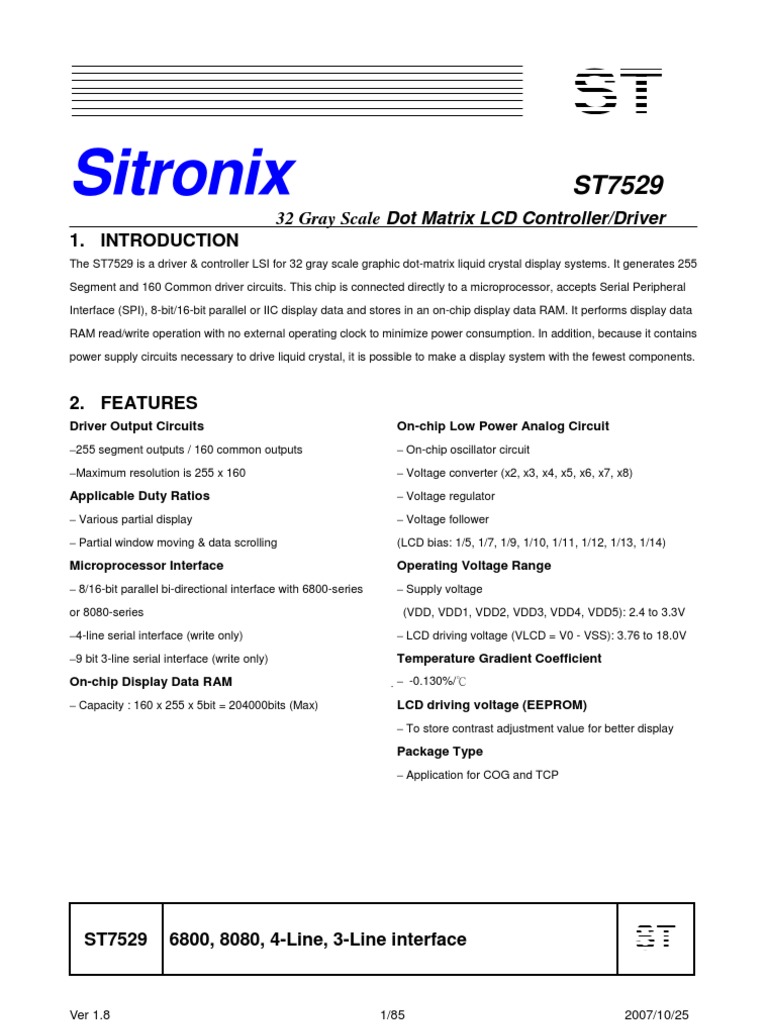 ST7529 v1.8 | PDF | Dynamic Random Access Memory | Power Supply