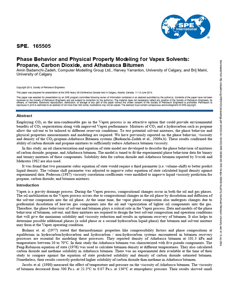 Badamchi.2013 .Phase Behavior and Physical Property Modeling For Vapex ...