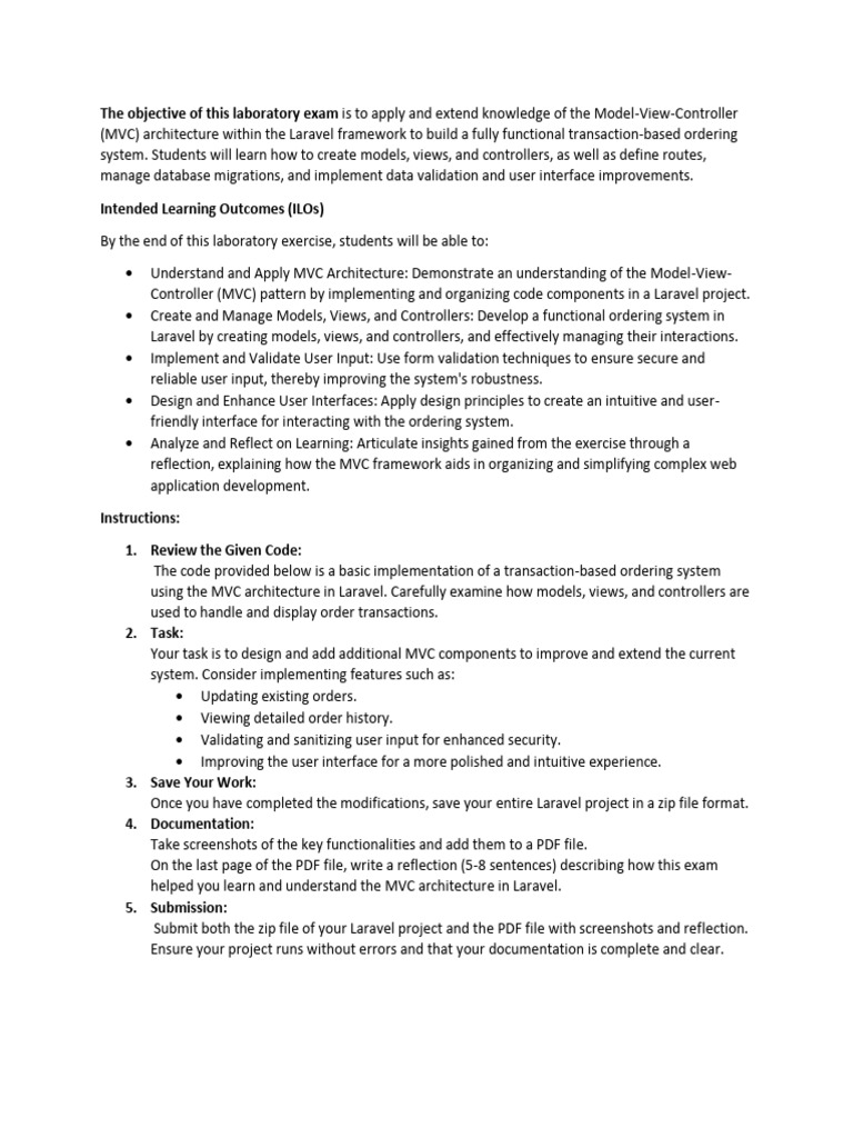 MidtermExamLaboratory PDF Model View Controller Databases