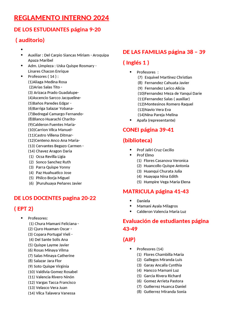 Reglamento Interno Estudiantes 2024 | PDF