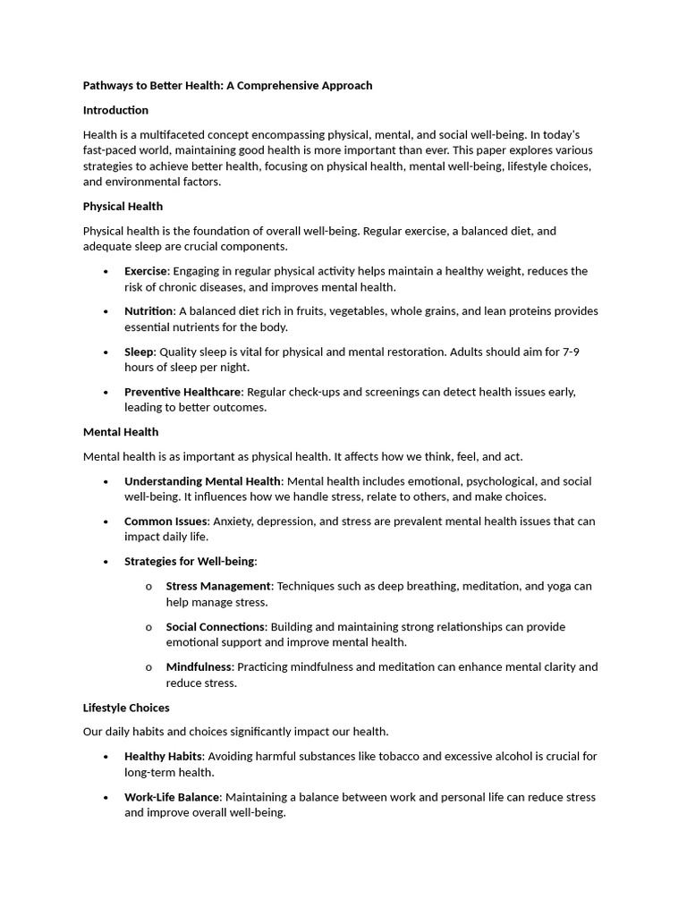 Advice For Better Heath | PDF | Mental Health | Healthy Diet