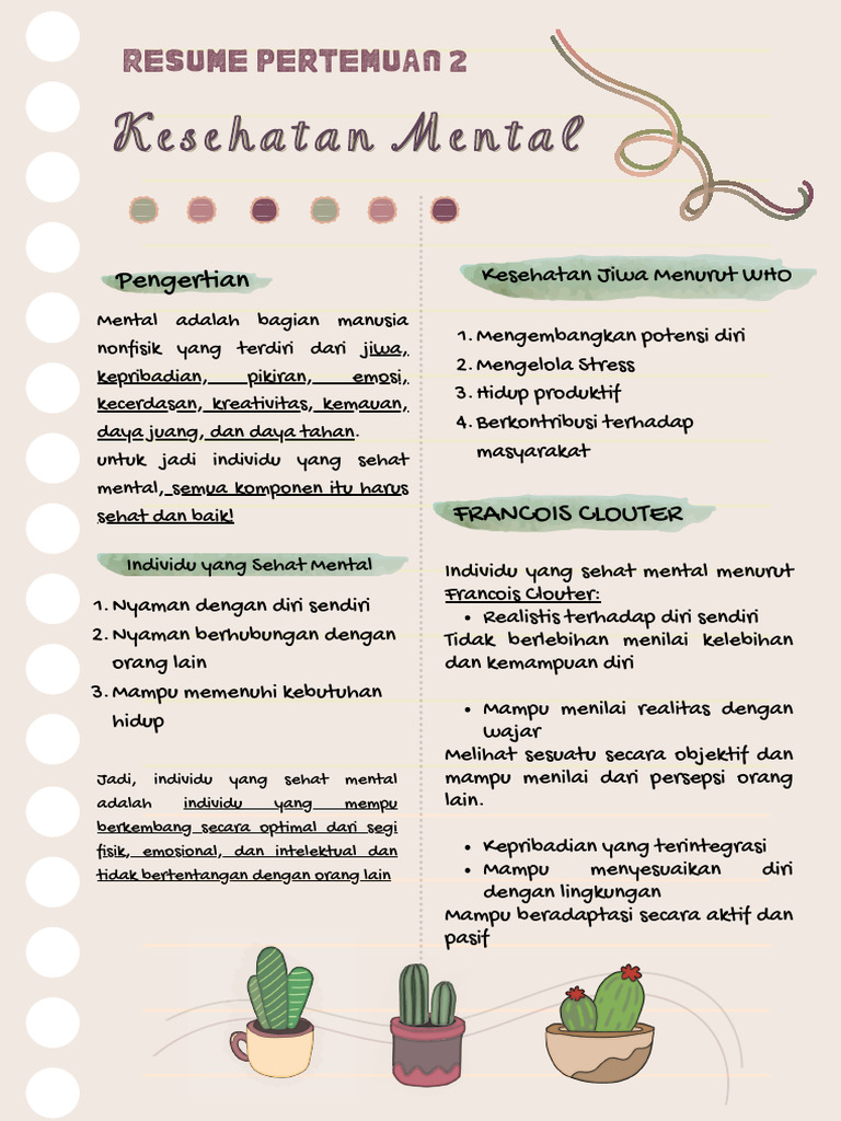 Resume Pert 2 - Kesehatan Mental | PDF | Karier & Perkembangan ...