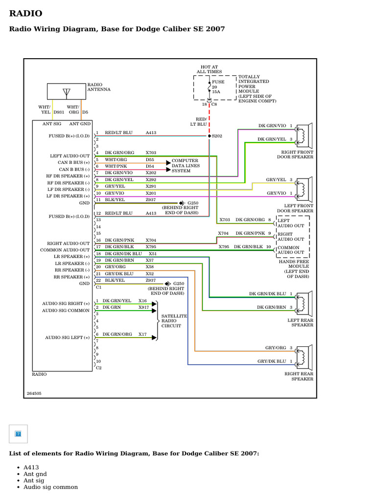 2007 Dodge Caliber Radio Wiring Diagram | PDF | Telecommunications