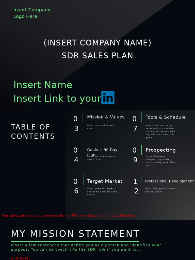 Free SDR Sales Plan Template | PDF | Marketing | Business