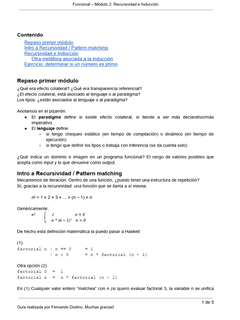 Recursividad e Inducción en Haskell | PDF | Programacion Funcional ...