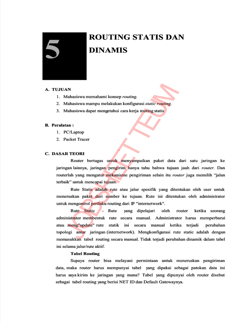 Modul Praktikum Routing Statis Dan Dinamis | PDF