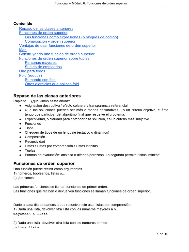 Funcional - Módulo 6 - Funciones de Orden Superior | PDF | Programacion ...