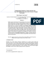 A Fuzzy Based Mathematical Model For Vendor Selection and Procurement Planning With Multiple Discounts in The Presence of Supply Uncertainty