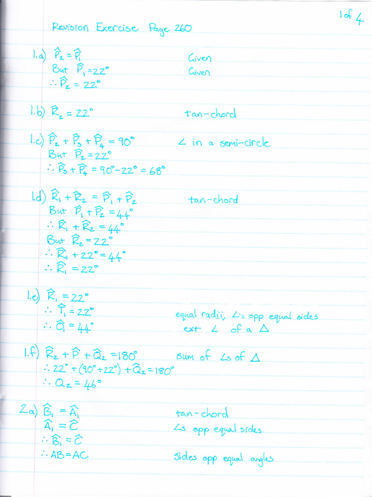 P260 Revision Exercise | PDF