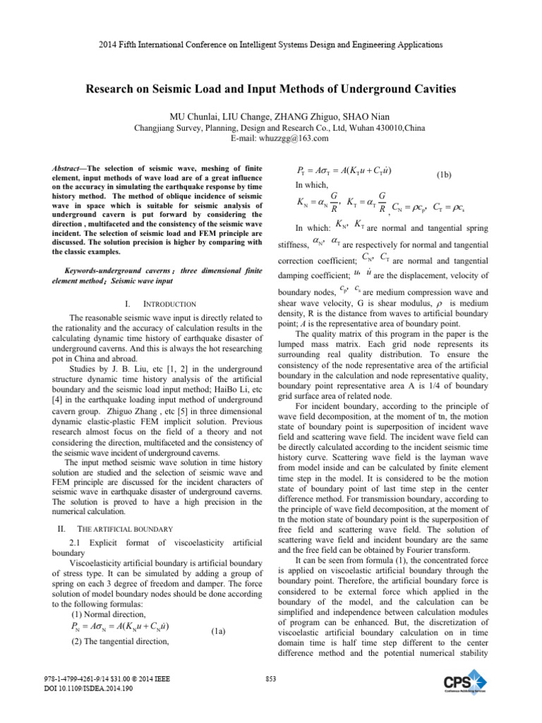 Seismic Load Input Methods for Caverns | PDF | Waves | Seismology