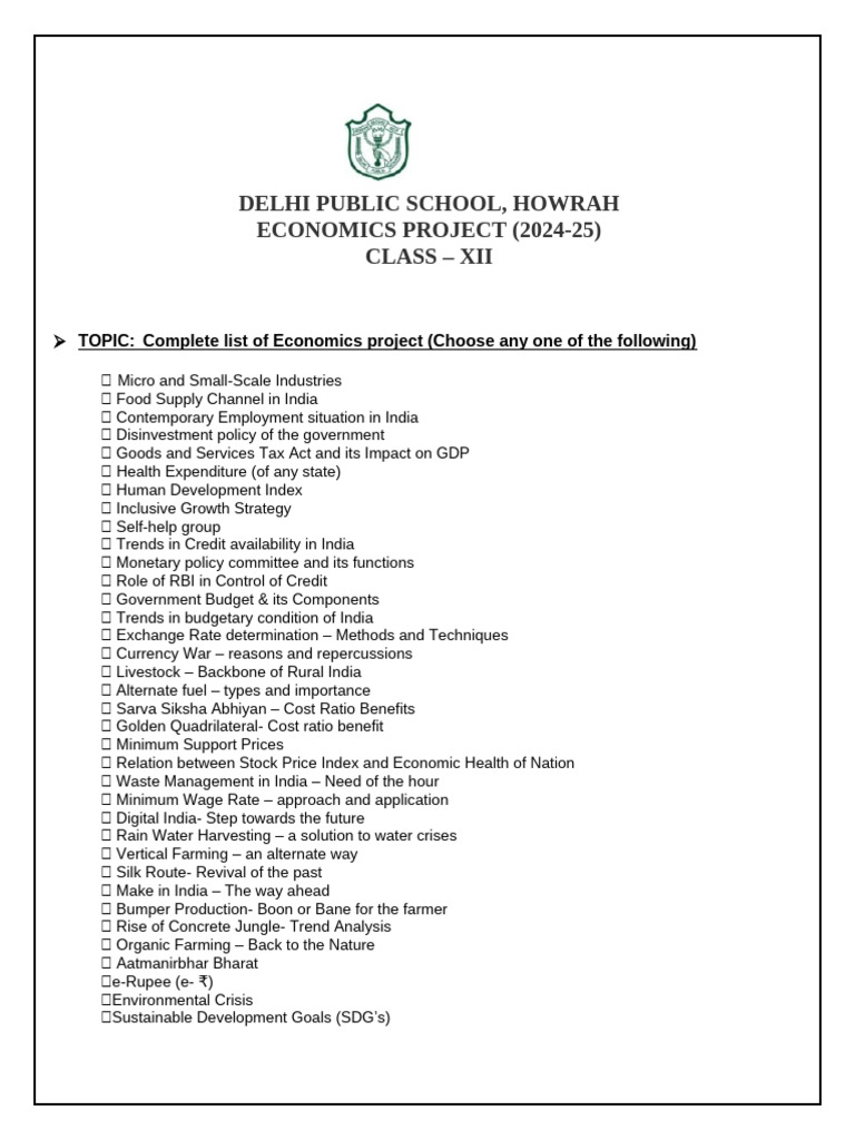 12 Eco Project 2024 25 Pdf Economics Monetary Policy